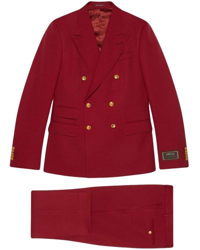 Gucci Doppelreihiger Anzug - Rot