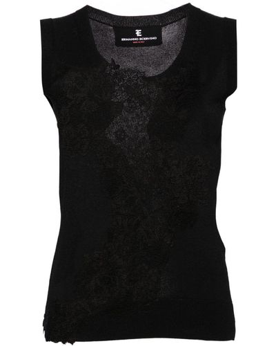 Ermanno Scervino Lace-panel Fine-knit Vest - Black