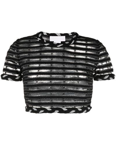 Genny Braided-edge Knitted Crop Top - Black