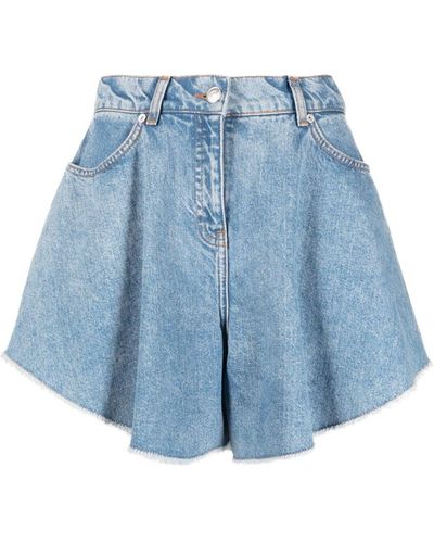 Moschino Flared Washed-denim Shorts - Blue