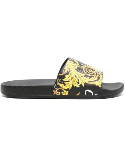 Versace Chain Couture Moulded-footbed Slides - Black