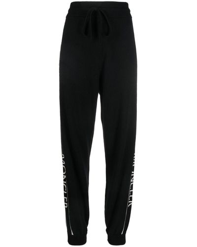 Moncler Black Wool Sports Pants With Logo