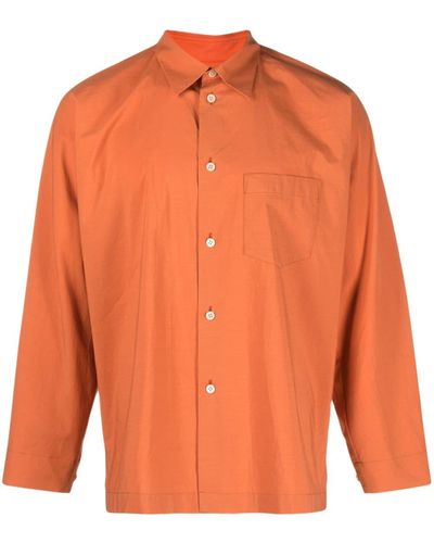 Homme Plissé Issey Miyake Long-sleeve Cotton Shirt - Orange