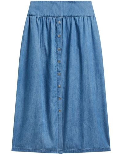 agnès b. Button-up Denim Skirt - Blue