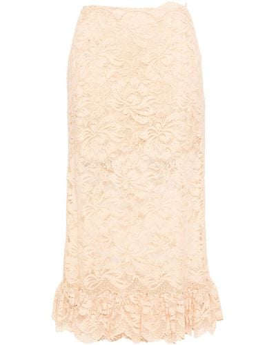 Rabanne Corded-lace Midi Skirt - Natural