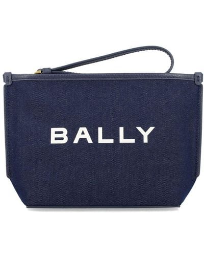 Bally Bar Canvas Clutch Bag - Blue