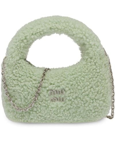 Miu Miu Mini sac porté épaule Wander en peau lainée - Vert