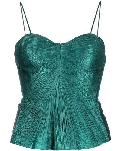 Maria Lucia Hohan Anita Plissé-effect Peplum-hem Tank Top - Green