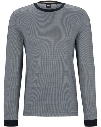 BOSS Ottoman Two-tone Jersey T-shirt - Gray