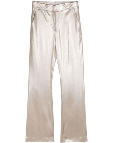 Genny Lamé Flared Pants - White