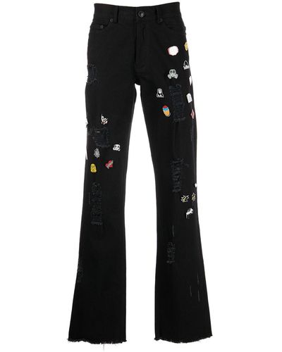 Haculla Decorative Pin-detail Distressed Jeans - Black