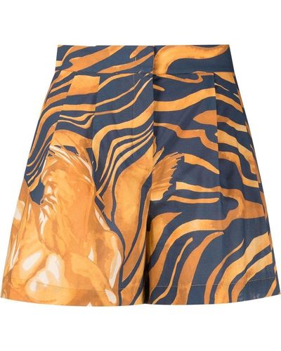 Alberta Ferretti Pantalones cortos con estampado de ondas - Amarillo