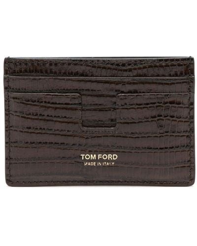 Tom Ford Portacarte in pelle con effetto pelle di lucertola - Nero