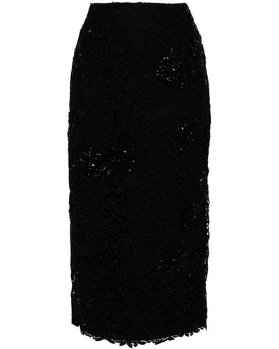 Carolina Herrera Lace-detailing Pencil Skirt - Zwart