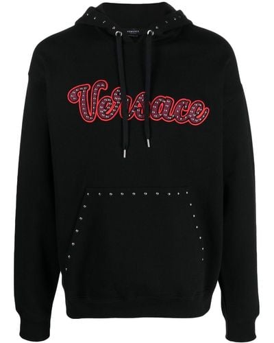Versace Studded Logo Hoodie - Black