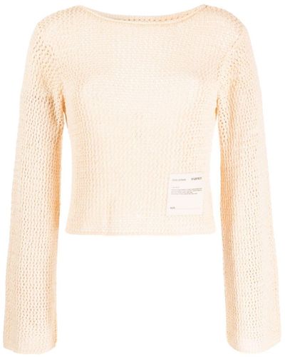 Izzue Crochet Cropped Sweater - Natural