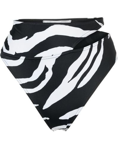 Stella McCartney Zebra-print Cut-out Bikini Bottoms - Black
