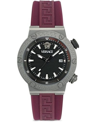 Versace Greca 43mm Horloge Met Logo - Zwart