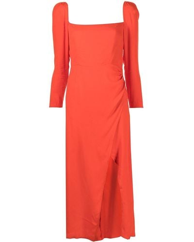 Reformation Hilda Long-sleeve Midi Dress - Red