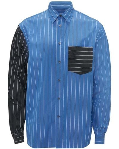 JW Anderson Camisa con paneles a rayas - Azul