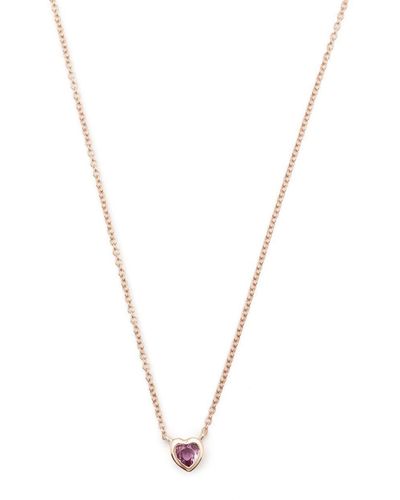 EF Collection 14kt Rose Gold Heart Sapphire Necklace - Metallic