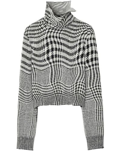 Burberry Houndstooth-jacquard Sweater - Grey