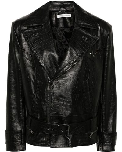 Alessandra Rich Jacket With Crocodile Effect - Black