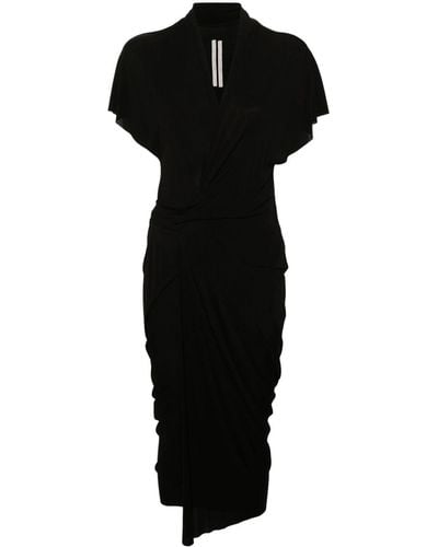 Rick Owens V-neck Jersey Wrap Dress - Black
