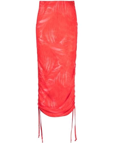 CANNARI CONCEPT Falda de cintura alta con detalle fruncido - Rojo