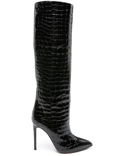 Paris Texas 115Mm Crocodile Effect Boots - Black