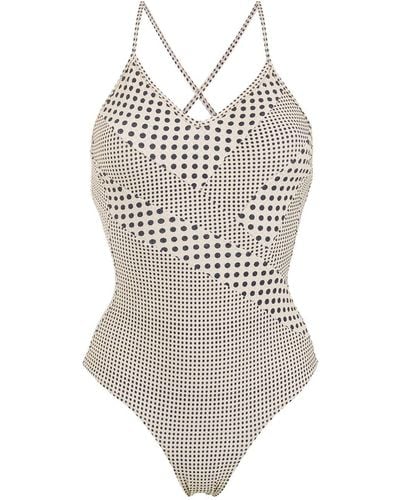 Amir Slama Polka-dot Print Paneled Swimsuit - Multicolor