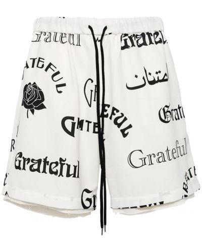 Children of the discordance Text-print Cotton Track Shorts - Gray