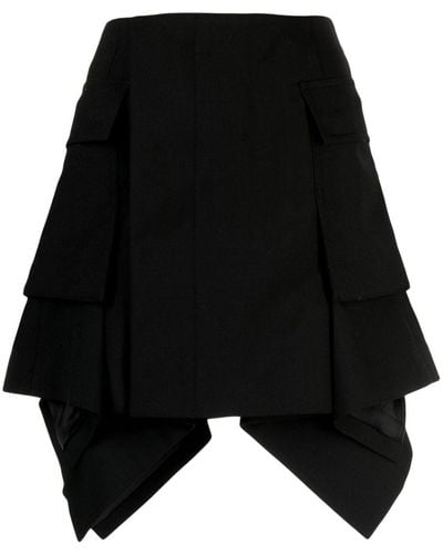 Sacai High-waisted Asymmetric Mini Skirt - Black