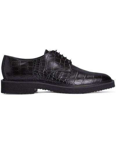 Giuseppe Zanotti Chaussures oxford en cuir à effet peau de crocodile - Noir