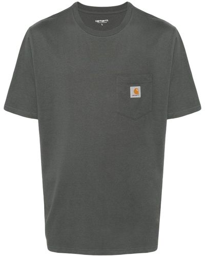 Carhartt Katoenen T-shirt Met Logopatch - Grijs