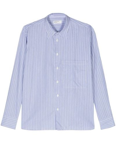Universal Works Halo-stripe Cotton Shirt - Blue
