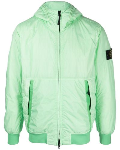 Stone Island Compass-patch Hooded Jacket - Green