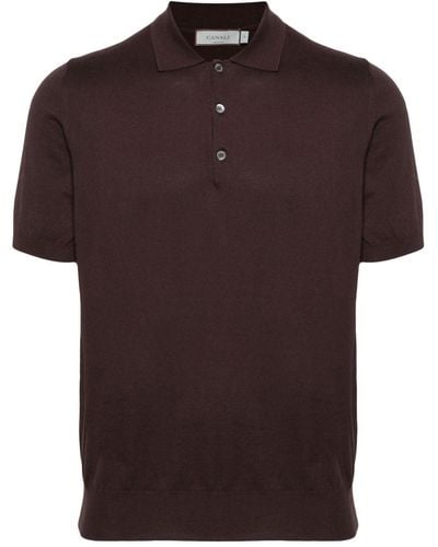 Canali Fine-knit Cotton Polo Shirt - Brown