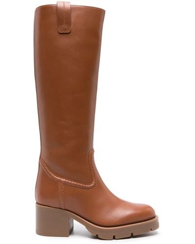 Chloé Mallo 60mm Leather Knee Boots - Brown