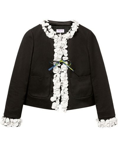 Emilio Pucci Floral-appliqué Cotton Jacket - Black