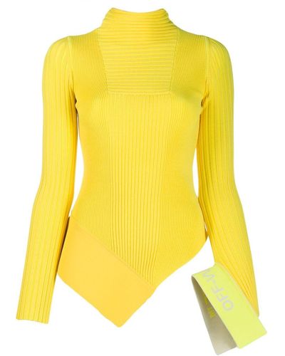 Off-White c/o Virgil Abloh Asymmetric Knitted Top - Yellow