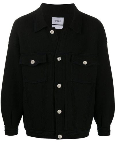 Barrie Oversized Knitted Denim Jacket - Black