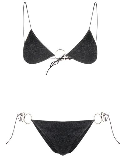 Oséree Metallischer Triangel-Bikini - Schwarz