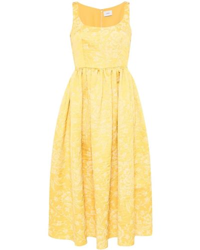 Erdem Patterned-jacquard Flared Midi Dress - Yellow