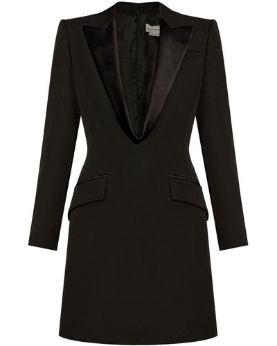 Alexander McQueen Peak-lapel Wool Dress - Black