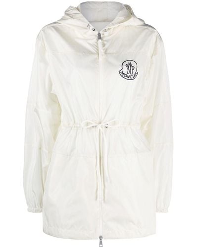 Moncler Logo-patch Hooded Raincoat - White