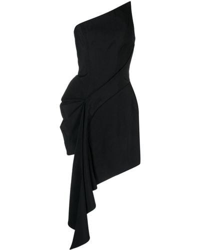 Mugler Vestido negro asimétrico drapeado