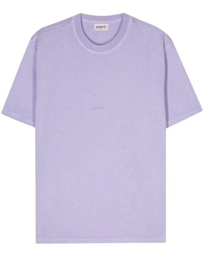 Autry Logo-debossed Cotton T-shirt - Purple