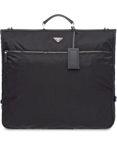 Prada Saffiano Leather And Nylon Garment Bag - Black