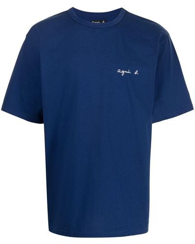 agnès b. Christof Logo Print T-shirt - Blue